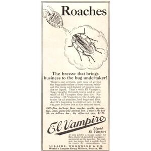 El Vampiro Liquid Bug Spray Allaire Woodward Peoria IL 1924 Magazine Ad AF7-LJ1